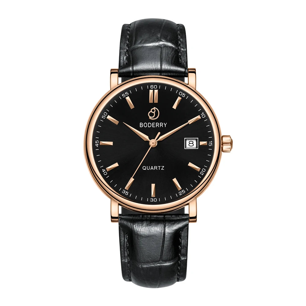 BODERRY Classic Dress Watch — Swiss Quartz, Sapphire Crystal, 40mm