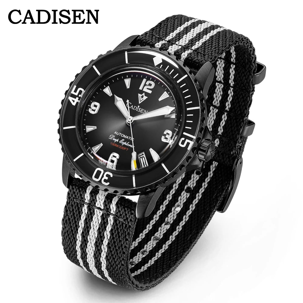 CADISEN Deep Explorer 2025 New Automatic Mechanical Watch Man Canvas Strap Wristwatch MIYOTA Luxury Luminous Waterproof Watches