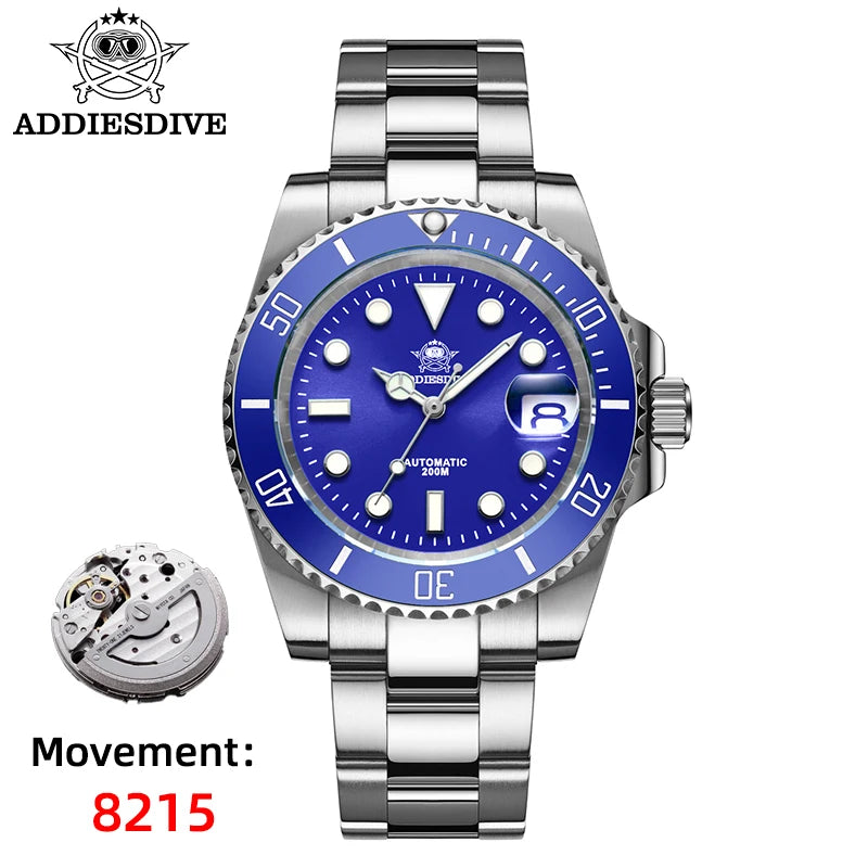 ADDIESDIVE Automatic Diver Watch — Miyota 8215, Sapphire Crystal, BGW9 Luminous (AD2503)