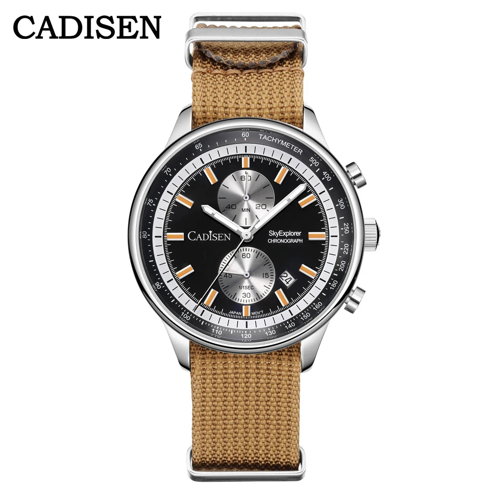 CADISEN Sky Explorer New Mens Watches Luxury Quartz Watch For Man Chronograph Japan MIYOTA 0S11 Men Gift Luminous Waterproof Canvas Wristwatc
