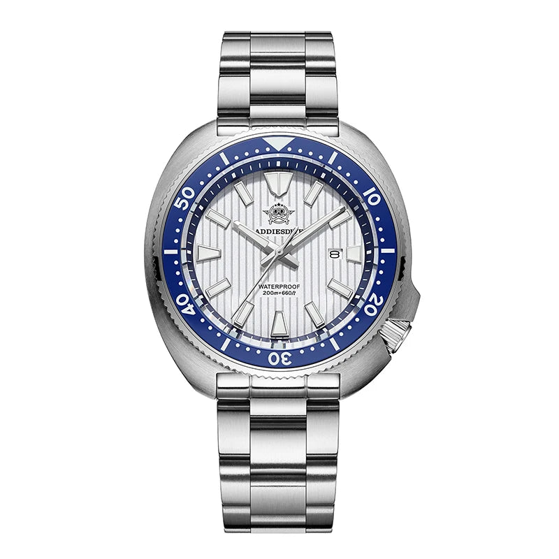 ADDIESDIVE Quartz Watch — Sapphire Crystal, Luminous, 200m, Stainless Steel