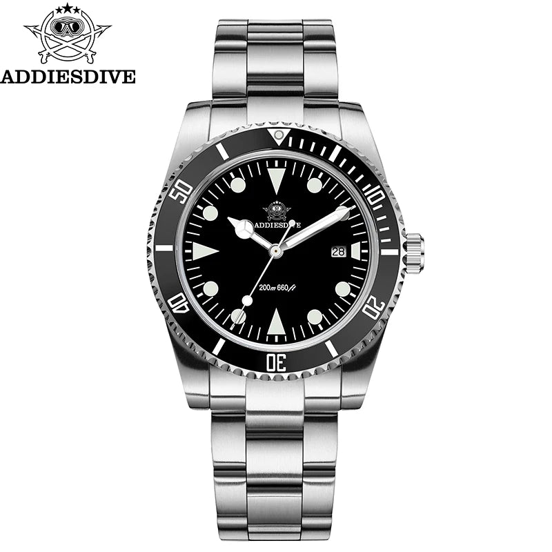 ADDIESDIVE Quartz Diver Watch — Ceramic Bezel, Bubble Glass, 200m (AD2068)
