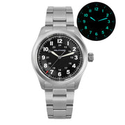 Militado ML08 Quartz Watch V2 — Double-Domed Sapphire, C3 Green Luminous, 38mm Steel Strap