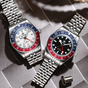 ADDIESDIVE GMT Diver Watch — Quartz 24-Hour, Bubble Glass, BGW9 Luminous, 200m