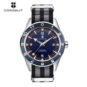 Corgeut Seamaster 41mm Automatic Watch — Sapphire Crystal, 100m Waterproof, Nylon Strap