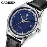 CADISEN 39mm Automatic Watch — Miyota 8215, Sapphire Crystal, Date, Leather Strap