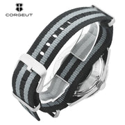 Corgeut Seamaster 41mm Automatic Watch — Sapphire Crystal, 100m Waterproof, Nylon Strap