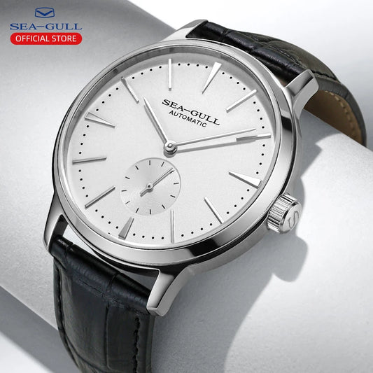 Sea-Gull Business Mechanical Watch — 50m Waterproof, Leather Strap, 40mm
