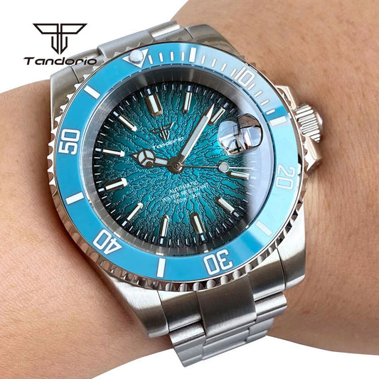 Tandorio 40mm Automatic Watch — Sapphire Crystal, Textured Dial, Date, Glide Clasp