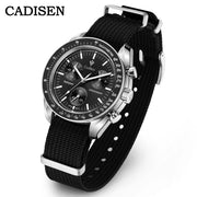 CADISEN Chronograph Watch — VK68 Meca-Quartz, Sapphire Crystal, Canvas Strap