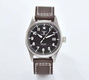 Tandorio 39mm Titanium/Steel Pilot Dive Watch — AR Sapphire, 20 BAR Automatic