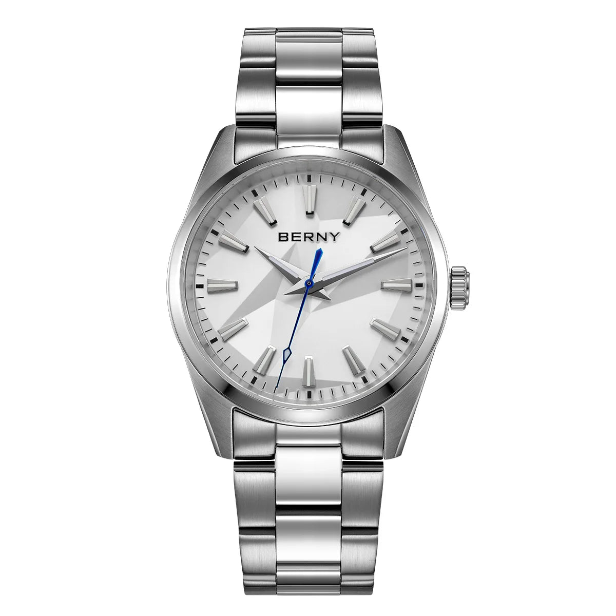 BERNY 39mm Quartz Watch — Sapphire Crystal, AR Coating, 316L Steel, 100m