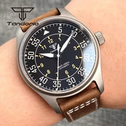 Tandorio 39mm Titanium/Steel Pilot Dive Watch — AR Sapphire, 20 BAR Automatic