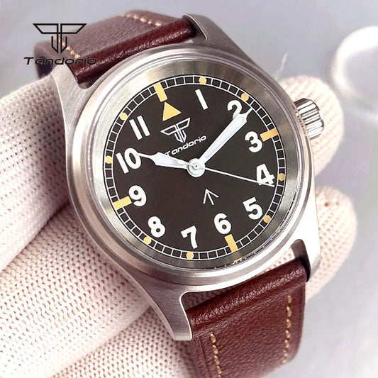 Tandorio 36mm Pilot Automatic Dive Watch — Miyota 8215, Butterfly Clasp, 20 BAR