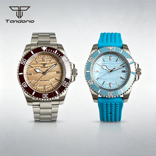 Tandorio 40mm Automatic Watch — Sand Dune Dial, Sapphire Crystal, NH35 or Miyota 8215