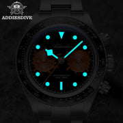 ADDIESDIVE Chronograph Watch — VK64 Meca-Quartz, Ceramic Bezel, 100m (AD2520)