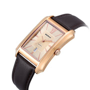 BERNY Rectangular Quartz Dress Watch — Japanese Movement, Genuine Leather Strap