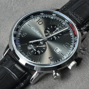 CADISEN Quartz Chronograph — Miyota 0S11, Salmon Sunburst Dial, AR Coated Glass