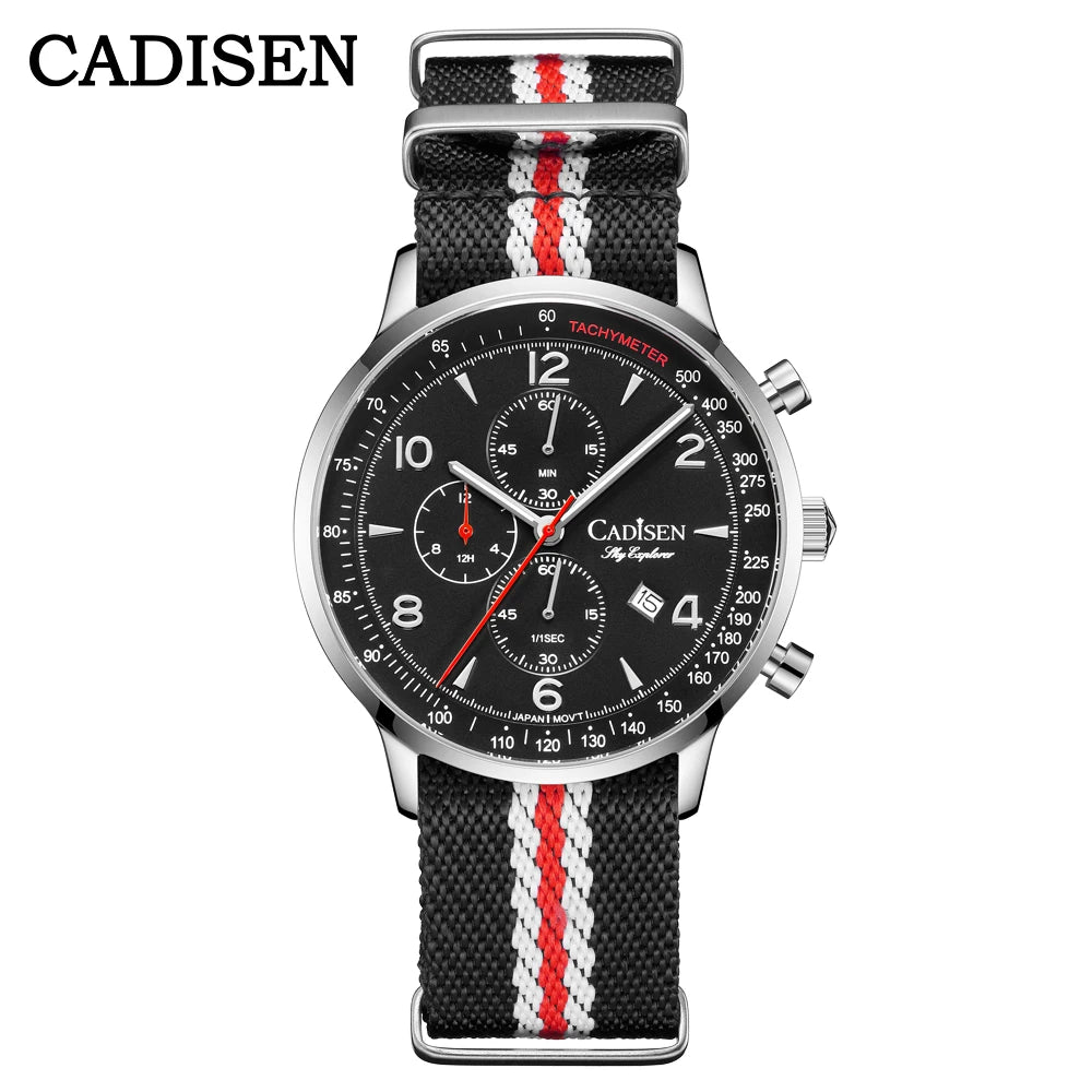 CADISEN Urban New Chronograph Men's Quartz Watch Top Luxury Watches For Men MIYOTA 0S10 AR Mirror Waterproof Canvas Men's Wristwatch