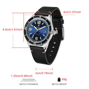 CADISEN Automatic Watch — Miyota 8215, Genuine Leather Strap, Luminous