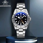 ADDIESDIVE 39mm GMT Watch — Quartz, Bubble Glass, Luminous, 20 BAR