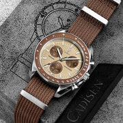 CADISEN Chronograph Watch — VK68 Meca-Quartz, Sapphire Crystal, Canvas Strap