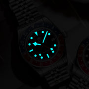 ADDIESDIVE GMT Diver Watch — Quartz 24-Hour, Bubble Glass, BGW9 Luminous, 200m