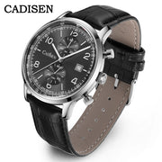 CADISEN Quartz Chronograph — Miyota 0S11, Salmon Sunburst Dial, AR Coated Glass