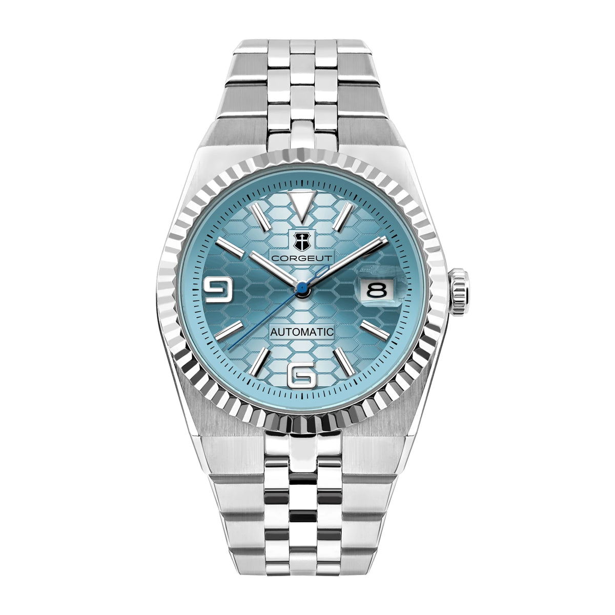 Corgeut 40mm Luxury NH35 Movt Man Sport Clock Automatic Relogio Masculino Mechanical Wristwatch Sapphire Ice Blue Men's Watch