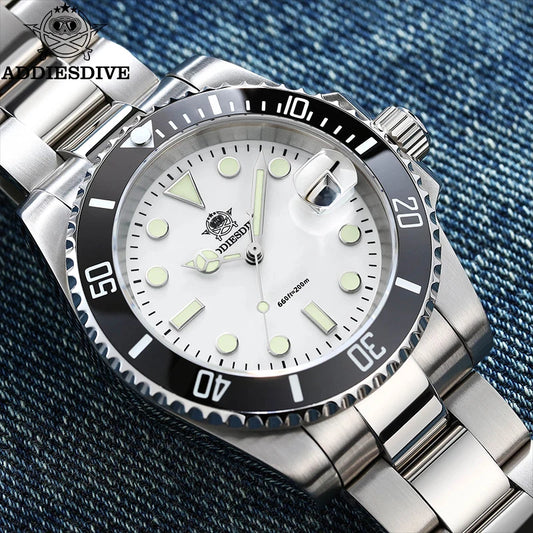 ADDIESDIVE Quartz Watch — 316L Steel, Blue Luminous, 20 BAR