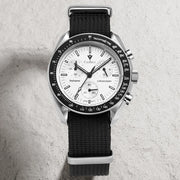 CADISEN Chronograph Watch — VK68 Meca-Quartz, Sapphire Crystal, Canvas Strap