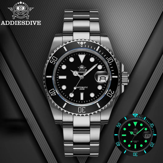 ADDIESDIVE Automatic Diver Watch — Miyota 8215, Sapphire Crystal, BGW9 Luminous (AD2503)