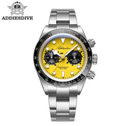 ADDIESDIVE Chronograph Watch — VK64 Meca-Quartz, Ceramic Bezel, 100m (AD2520)