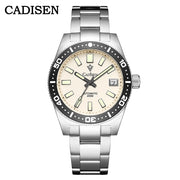 CADISEN Arctic Pearl New 38mm Diver Mens Watch Japan 8215 Automatic Mechanical Sapphire Glass Date Luminous 100M Waterproof Wrist Watch Men