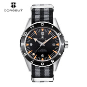 Corgeut Seamaster 41mm Automatic Watch — Sapphire Crystal, 100m Waterproof, Nylon Strap