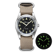 ADDIESDIVE 36mm Quartz Field Watch — Domed Glass, Nylon Strap, 100m