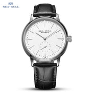 Sea-Gull Business Mechanical Watch — 50m Waterproof, Leather Strap, 40mm