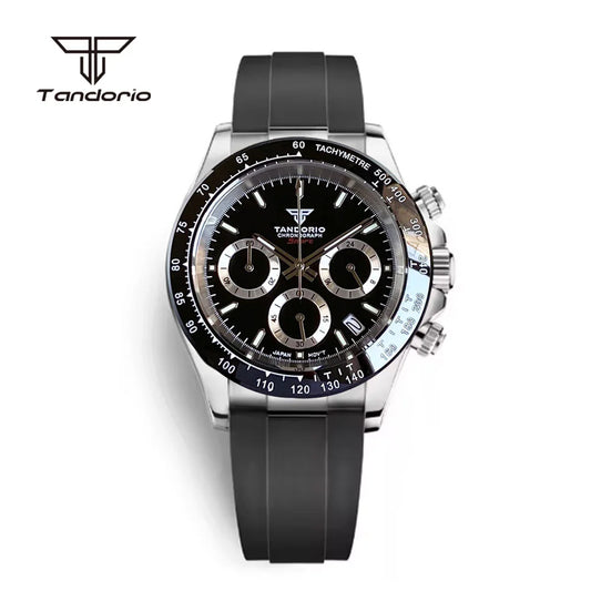 Tandorio VK63 Chronograph Watch — 39mm Quartz, Sapphire Crystal, Stopwatch
