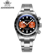 ADDIESDIVE Chronograph Watch — VK64 Meca-Quartz, Ceramic Bezel, 100m (AD2520)