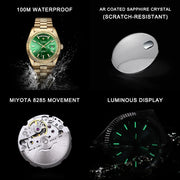 CADISEN Day Date Men Watches Luxury Automatic Watch Men AR Sapphire Glass Mechanical Wristwatch Men 10Bar MIYOTA 8285 Movt 2023 New