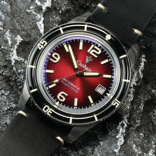 CADISEN Automatic Watch — Miyota 8215, Genuine Leather Strap, Luminous