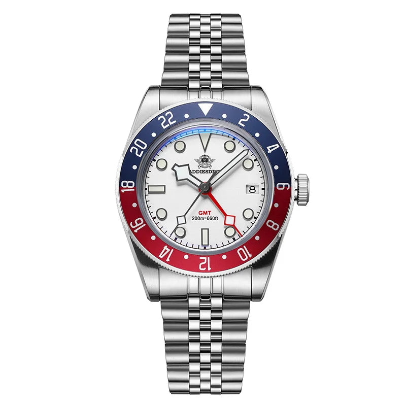 ADDIESDIVE Quartz GMT Diver Watch — Swiss Ronda 515 24-Hour, 20 BAR (AD2044)