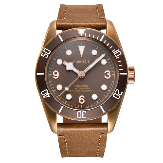Corgeut 41mm Automatic Pilot Watch — PVD Case, Sapphire Crystal, 10 BAR Luminous