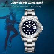 ADDIESDIVE Quartz Diver Watch — Stainless Steel, BGW9 Super Luminous, 200m