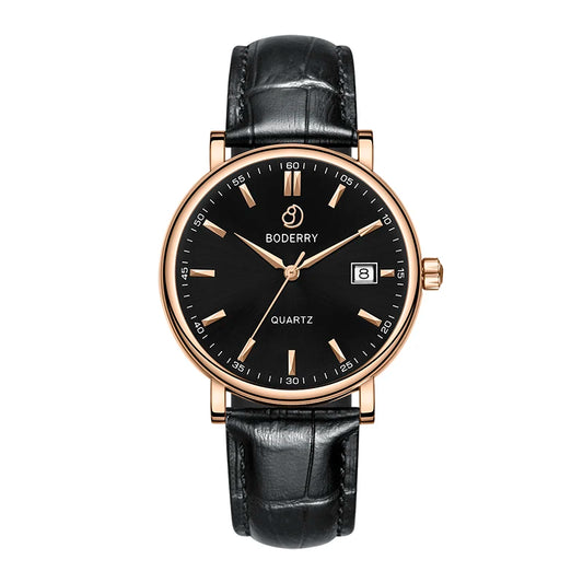 BODERRY Classic Dress Watch — Swiss Quartz, Sapphire Crystal, 40mm