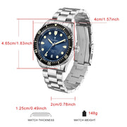 CADISEN Automatic Watch — Miyota 8215, Sapphire Crystal, Ceramic Bezel Ring
