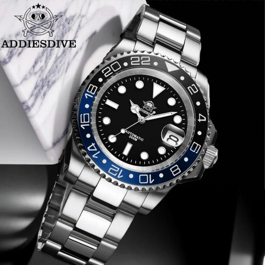 ADDIESDIVE Automatic Diver Watch — Sapphire Crystal, Ceramic Bezel, 200m (AD2503)