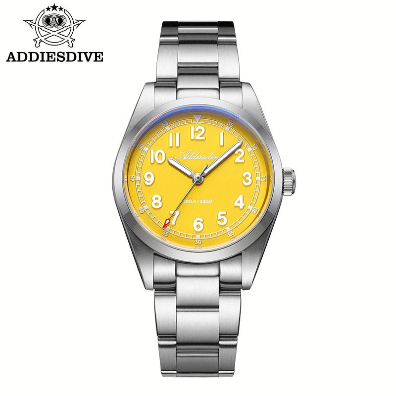 ADDIESDIVE Quartz Watch — Sapphire Crystal, Japanese Movement, Super Luminous, 100m