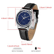 CADISEN 39mm Automatic Watch — Miyota 8215, Sapphire Crystal, Date, Leather Strap