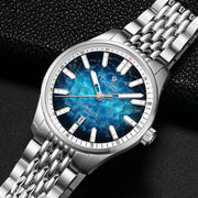 CADISEN Automatic Watch — Japanese Miyota 8215, Silver Steel, 10 ATM